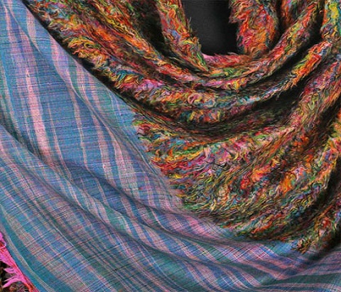 Blue Hued Pashmina Towel Shawl - Image 4