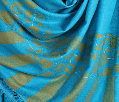 Cerulean Blue Kani Palla Pashmina Shawl - Image 4