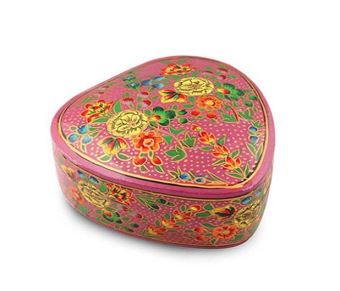 Papier Mache Heart Shape Box